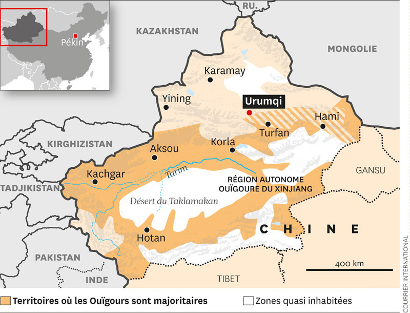Carte de la Région autonome du Xinjiang