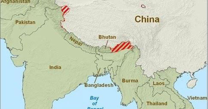Les zones disputées entre la Chine et l'Inde 