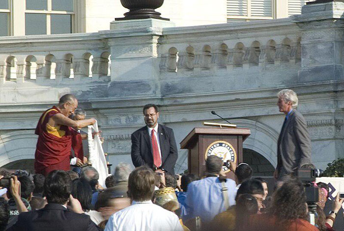 Tenzin Gyatso 14th Dalai Lama with Richard Gere at the US Capitol 