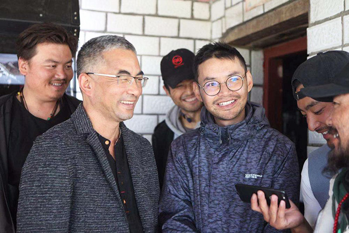 Pema Tseden (left, in square-framed glasses) and Lhapal Gya (right, in round glasses). Courtesy of Lhapal Gya Pema Tseden (left, in square-framed glasses) and Lhapal Gya (right, in round glasses). Courtesy of Lhapal Gya