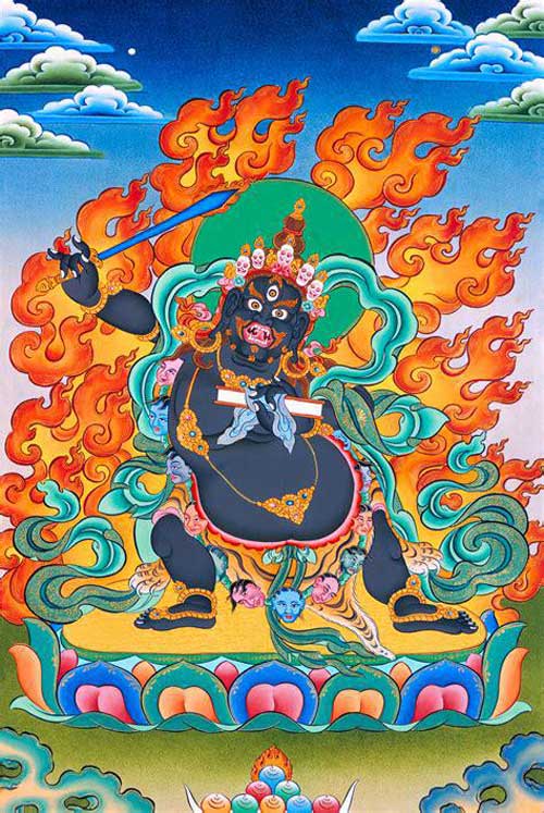 Manjushri (version tibétaine, on remarque les têtes coupées ornant son collier)
