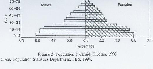 La pyramide des âges au Tibet ne montre aucune 