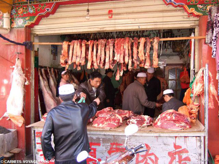 Boucherie halal à Lhassa