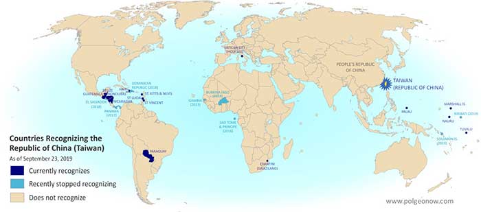 Les États qui maintiennent des relations diplomatiques avec Taïwan (la « République de Chine ») (30) 